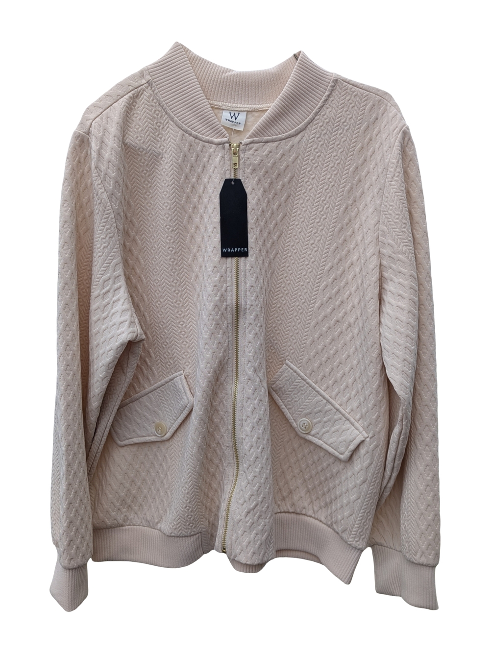 Wrapper Soft Cream Quilted Zip-Front Shirt Jacket Xl